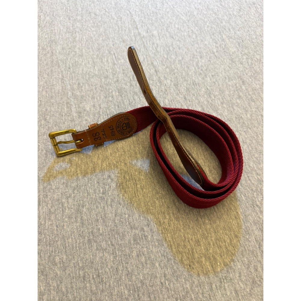 Dooney & Bourke Vintage Wool Surcingle Belt Burgundy Red Leather Brass USA 38